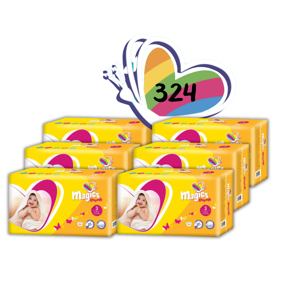 Caja de Pañales Magics EasySoft Talla 3 (6-10Kg) 324 Unds