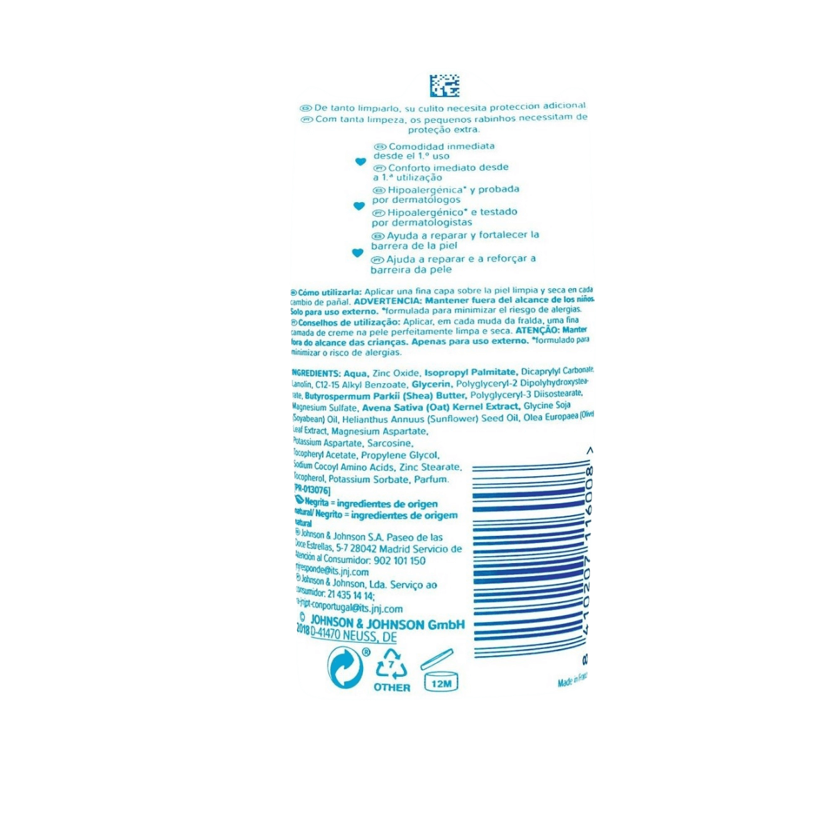 Crema Pañal Protectora 100ml Johnson`s Baby