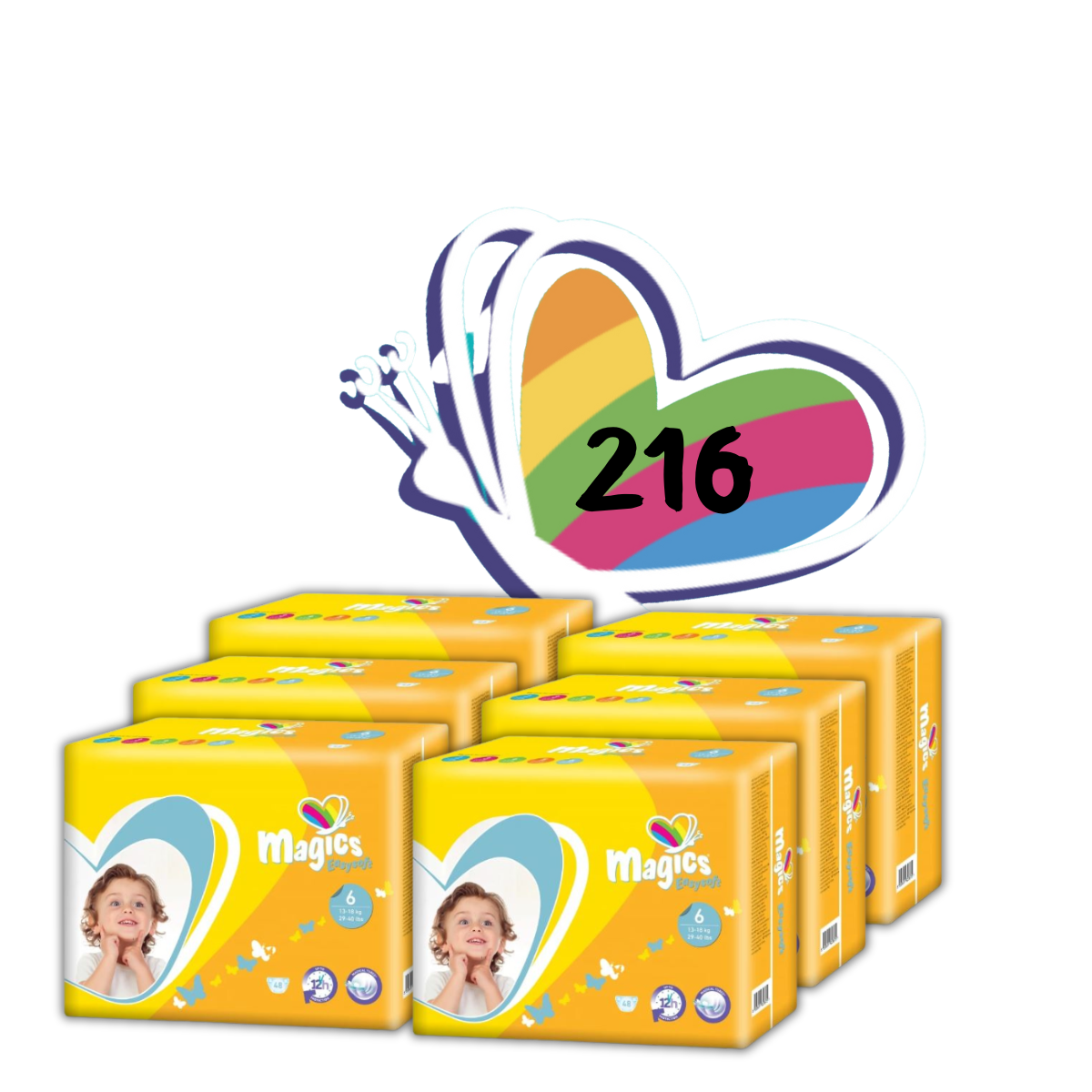 Caja de Pañales Magics EasySoft Talla 6 (16-30Kg) 216 Unds